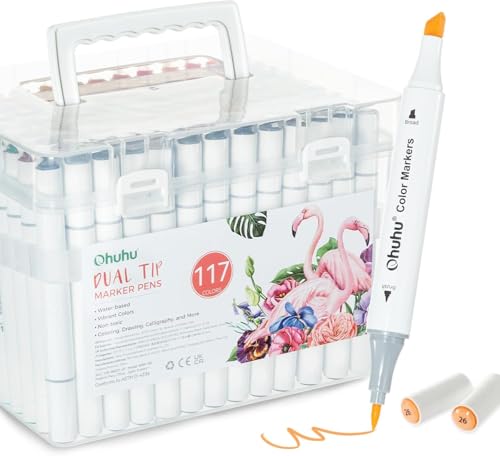 アートマーカーペン 160色 筆先 水彩ペン 水性 ふでタイプ　収納ケース付き Amazon.co.jp: Ohuhu アートマーカーペン 筆先 水彩ペン 水性 ふで