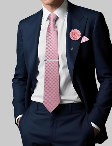 Image of DiBanGu Silk Zipper Ties for Men, Formal Pre-tied Necktie | Adjustable Tie,6PCS,Various Design Styles,Jacquard Woven,Skin-friendly,Practical Gift,Great for Wedding Party,Business Formal