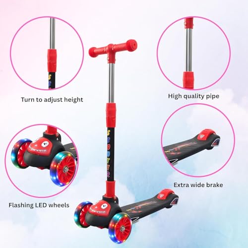 Image of Crackles Foldable Kick Scooter for Kids with LED Light Wheels | Skating Cycle Style Scooter with Adjustable Handle & Foldable Design Lightweight Ride-On Toy for Boys & Girls Outdoor Toy