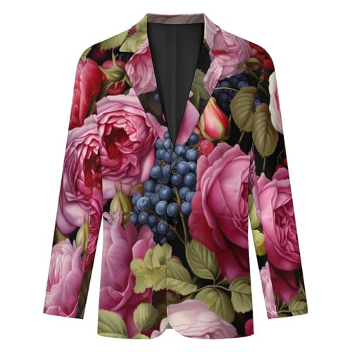 Flowers and Grapes Men's Casual Blazers Slim Fit Sport Coats Blazer Two Buttons Suit Jacket for Work Party4
