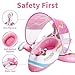 Swimbobo Toddler Pool Float Inflatable Car Baby Swim Float with Adjustable Sun Canopy and Safety Seat Pool Toys for Kids 3+ Years Old(Pink Airplane)