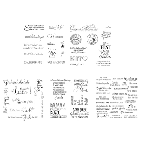 5 sellos de silicona transparente con frases alemanas y flores, sellos de silicona transparente para hacer tarjetas, álbumes de recortes, álbumes de fotos, diario