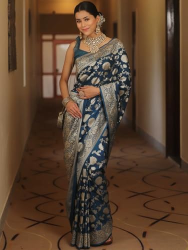 Image of Women's Kanjivaram Soft Silk Banarasi Saree With Blouse Piece | Banarasi Sari For Women | Saree with Blosepiece