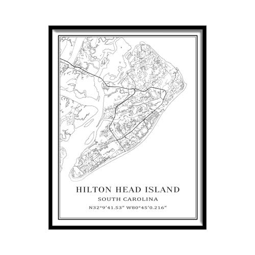 Tanokcrs Hilton Head Island Karte Wandkunst