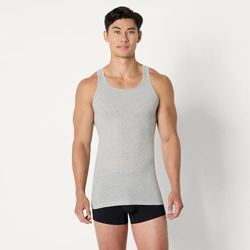 Image of Amazon Essentials Men's Lightweight Breathable Cotton Slim Fit Tank Undershirts, Pack of 6