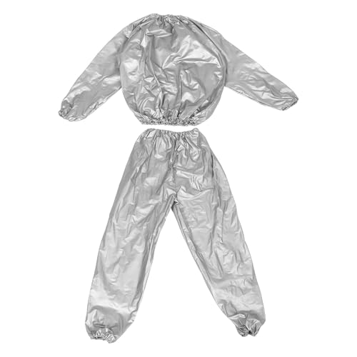 BESPORTBLE Traje de sauna resistente: Traje envolvente de cuerpo completo - Mono de sauna de 0,15 mm - Para hombre y mujer, antidesgarros, sudor, equipo de ejercicio para gimnasio, plateado, XL