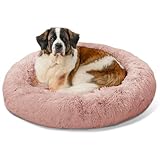 Best Friends by Sheri Original Calming Donut Dog and Cat Bed, Shag Faux Fur, Dusty Rose, XL (45in x 45in) - Anxiety Relief for Pets Up to 150 lbs