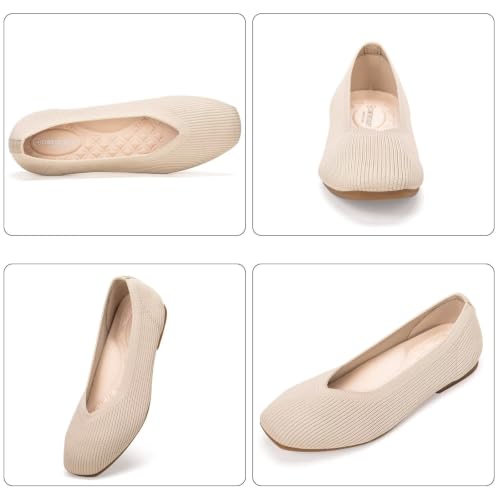 Image of Frank Mully Women Square Toe Flat Shoes Comfortable Knitted Flats