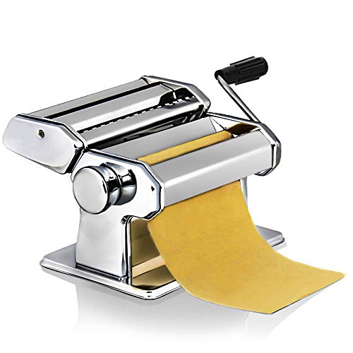 Pasta Maker Machine,Hand Crank Noodle Maker Stainless Steel Noodles Cutter with Clamp