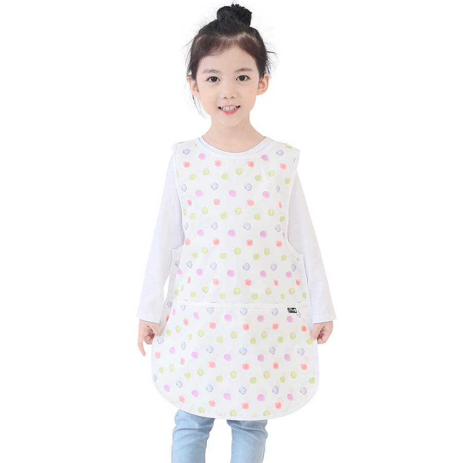 Kids Waterproof Art Tabard | Sleeveless Messy Play Painting Smock for Toddlers | Size S–XL | Kids Artist Apron for School, Daycare, Crafts, Pastel Dot (41-M) — image 1