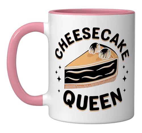 Cheesecake Cheesecake Queen Ceramic Mug, Pink/White