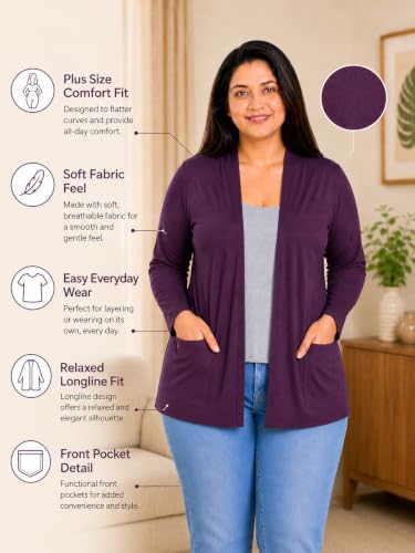 Image of In Love Women's Solid Open Front Shrug with Pockets