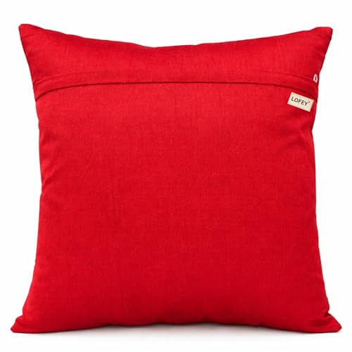Image of LOFEY Dupion Silk Cushion Cover, 16 x 16 Inch (40 x 40 cm), Decorative Sofa Pillow Cover, Zipper Closure (2, Red)