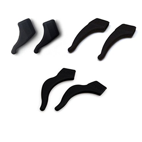 Kalevel Eyeglass Ear Grip Silicone Ear Hooks Holder Ear Grips for Glasses Anti-Slip Ear Grip Hook for Eyeglasses Glasses (3 Pairs 3 Sizes) (Black)