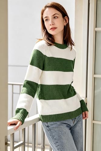 Image of Simple&Opulence Women's Chenille Sweater Crewneck Long Sleeve Pullover Ribbed Cuff Hem Round Neck Jumper Tops