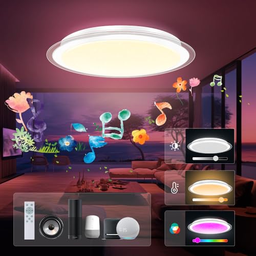TAIGURAZ LED yV[OCg 14/16 WiFiڑ Alexa/Google HomeΉ BluetoothXs[J[2 RGBCeBO t@bVVƖ F ?x Rt ͋CCg @
