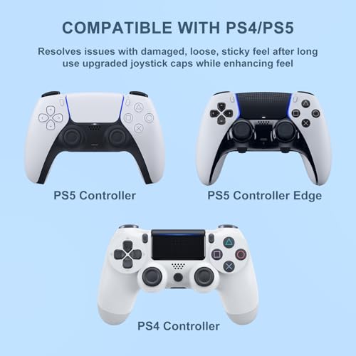 Image of Joystick Replacement Grip Caps for PS4 /PS5 Controller, 4 Pack Thumb Grips for PS5 /PS4 Edge, Anti-Slip Anti-Scratch Replacement Joystick Caps (Black)