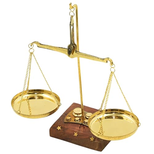 Báscula de latón antigua decorativa tipo balanza de justicia
