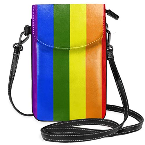 Preisvergleich Produktbild Homosexuell Stolz Flagge kleine Crossbody Handy Geldbörse Tasche Smartphone Geldbörse Geldbörse mit abnehmbaren Gurt