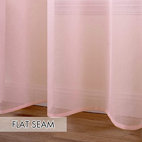 Miulee 2 Panels Baby Pink Semi Sheer Window Curtains Elegant Grommet Top Window Voile Panels/Drapes/Treatment Linen Textured Panels For Bedroom Living Room (54X84 Inches) #TOP5