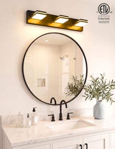 Image of VOLISUN 3 Light Bathroom Vanity Light, 24 inch Dimmable Bathroom Light Fixtures Over Mirror, 5 Color Temperatures, 180Rotatable Head, Black LED Vanity Lights for Bathrooms-ETL Certificated