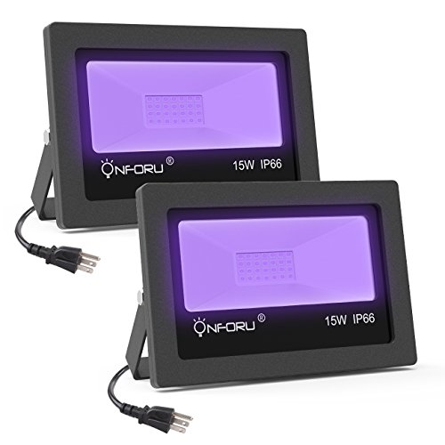 Onforu 2 Pack 15W UV LED Black Lights, UV Flood Light with Plug
