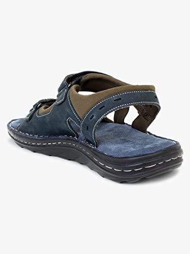 Image of MARDI GRAS Men Fashionable Genuine Leather Lightweight | Comfortable | Cushioned Insole | Slip Resisdent Sandal For Daily And Formal Wear 6477 (Color:-Navy, Size:-10)