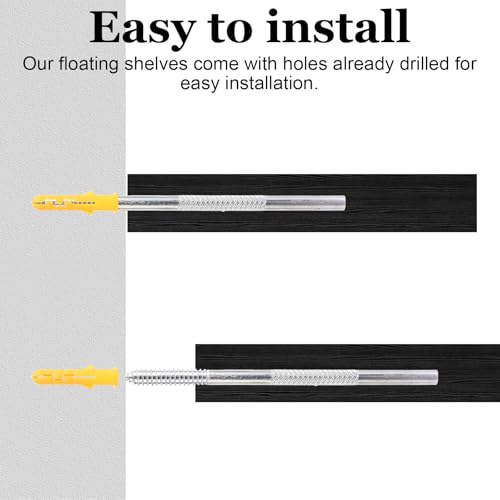 CYEER 4 Pack Floating Shelves, Black Display Storage Wall Shelves, Wooden Invisible Book Shelves for Wall Office, Bedroom, Living Room and Kitchen Wall Decoration Storage and Display - Cosy Home Interiors CYEER 4 Pack Floating Shelves, Black Display Storage Wall Shelves, Wooden Invisible Book Shelves for Wall Office, Bedroom, Living Room and Kitchen Wall Decoration Storage and Display - Image 7