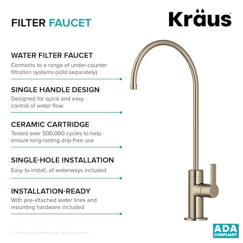 Image of KRAUS Oletto Single Handle Drinking Water Filter Faucet for or Water Filtration System in Spot-Free Antique Champagne Bronze, FF-103SFACB