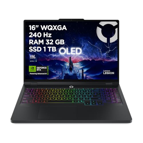 Lenovo Legion Pro 5 Gaming AI Laptop | 16 WQXGA OLED 240Hz | Intel Core Ultra 9 275HX | 32GB RAM | 1TB SSD | NVIDIA GeForce RTX 5070Ti | Windows 11 | QWERTZ | Schwarz | 3 Monate GamePass