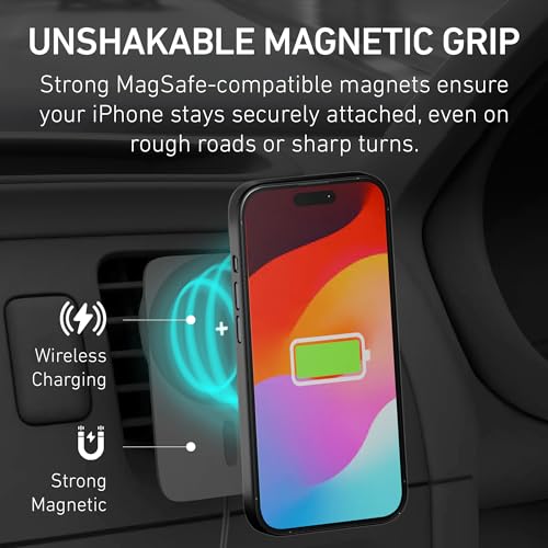 Cargador coche MagSafe evita caídas del móvil con soporte ajustable 3