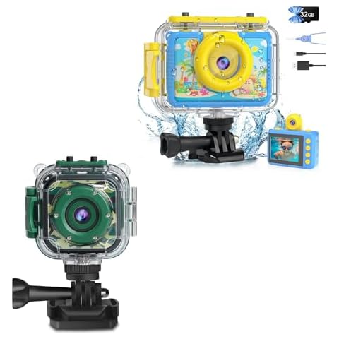PROGRACE Kids Waterproof Camera for Boy Toys Christmas Birthday Presents with 32GB Card Cover