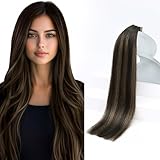 Sunny 16inch Tape in Human Hair Extensions 20pcs 50g Two Tone Color Darkest Brown Highlight with Medium Brown Colorful Balayage Seamless Tape Hair Extensions