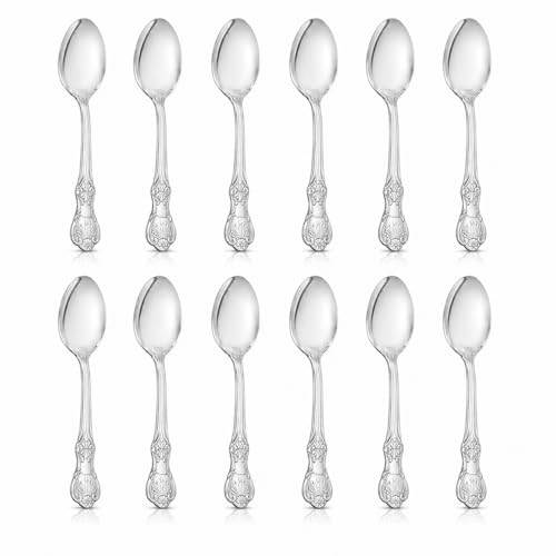 Image of Culinex Premium 18 /8 Stainless Steel 6 inch Dessert Spoon Set of 12 for Dining Table, Kitchen | Silver Rustproof Flatware, Tableware Cutlery By thinKitchen (Fest)