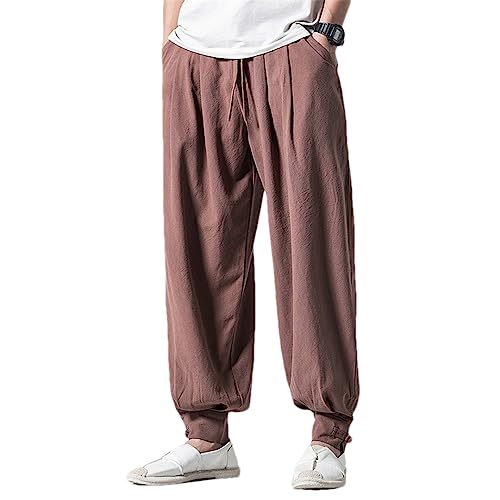 Sarouel homme marron ample vêtement de style japonais Yukata