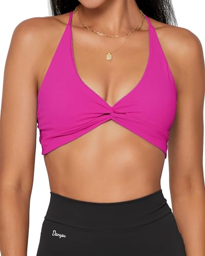 Image of Danysu Backless Sports Bra Soft Workout Tops with Removable Padded Yoga Training Bras Strappy Going Out Top
