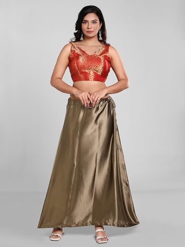 Image of Madhu Fashion Women's Satin Saree Petticoat Saree Underskirt