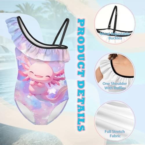 Image of Girls Swimsuit One Piece Ruffle Swimsuit Non-Slip Straps UPF 50+ for Girls Size 3-14 Years