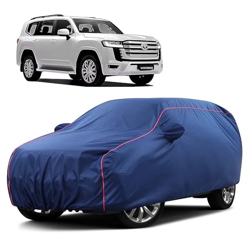 Image of Sulfar 100% Water Resistant Car Body Cover Compatible with Mirror for Toyota Cruiser (Triple Stitched, Full Bottom Elastic, Blue Taffeta with Red Piping)