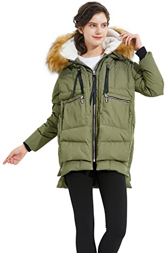Orolay Women's Thickened Down Jacket Winter Hooded Coat With Faux Fur Trim Greenfur Xl #TOP3