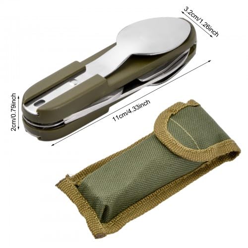 2 Posate Da Campeggio Pieghevoli In Acciaio Inox - Set Multiuso Con Borsa Oxford - Foto 5