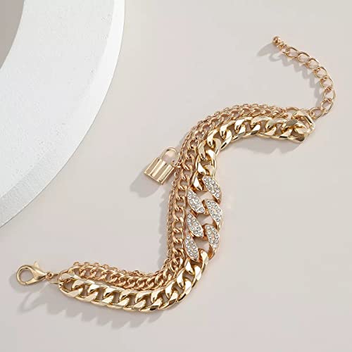 Stone Studded Multi-strand Bracelet with Lock