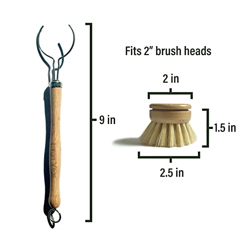Image of Bamboo Thin Dish Brush Handle 3-Pack | Fits Tampico, Palm, Sisal & Natural Fiber Heads | Plastic-Free, Biodegradable | Zero Waste Kitchen Scrubber Replacement Handle