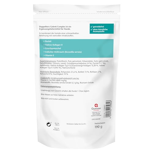 Doppelherz Gelenk Complex für Hunde – Mit essentiellen Omega-3 Fettsäuren + Vitamin E – 60 Chews