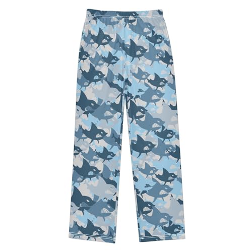 Boys' Pants Shark Fish Blue Long Bottoms Jogger Pants Elastic Waist Trousers with Pockets S-XL