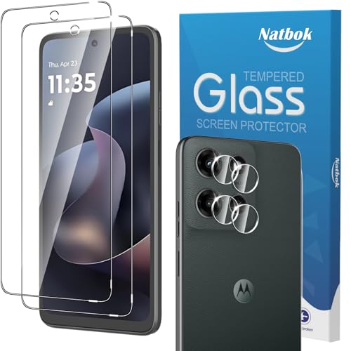 Natbok 2+2 Pack for Moto G 2026/2025 Screen Protector with Camera Lens Protector with Alignment Frame9H Tempered Glass Film HD Clear Scratch Resistant Bubble-Free for Moto G 5G 2026 Screen Protector