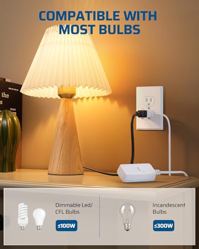 Image of DEWENWILS Plug in Dimmer Switch for Lamp, Table Lamp Dimmer for Dimmable LED /CFL Lights and Incandescent Bulbs, Full Range Slide Control, 5 ft Extension Cord, White