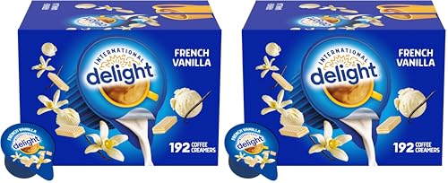 Image of International Delight, French Vanilla, Single-Serve Coffee Creamers, Shelf Stable Non-Dairy Flavored Coffee Creamer, Great for Home Use, Offices, Parties or Group Events, 192 Count (Pack of 2)