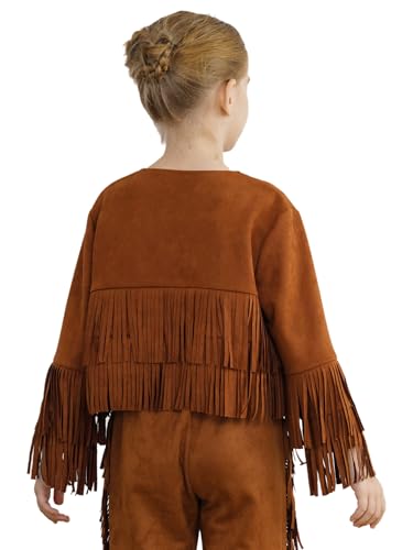 Girls Boys Cowboy Cowgirl Jacket Coat Long Sleeve Open Front Fringed Vest Kids Western Party Dress Up4