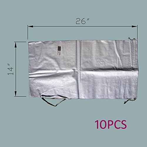 MTB Sand Bags 14"x26", Empty White Woven Polypropylene w/Ties, UV Protection, 10Pack (Also Sold In 50Pack / 100Pack. 17"x27" / 18"x30" Available)